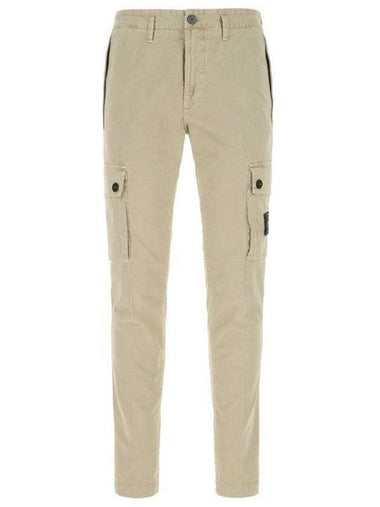 Wappen Patch Slim Fit Straight Pants Beige - STONE ISLAND - BALAAN 1