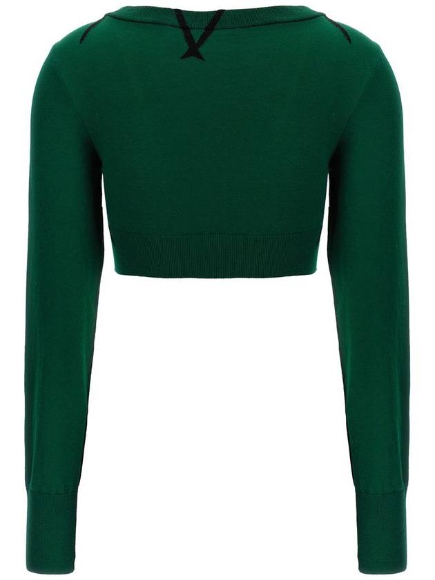 Argyle Fine Knit Cropped Knit Top Green - BURBERRY - BALAAN 3