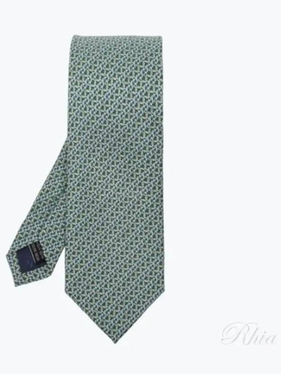 Men's Gancini Logo Silk Tie Green - SALVATORE FERRAGAMO - BALAAN 2