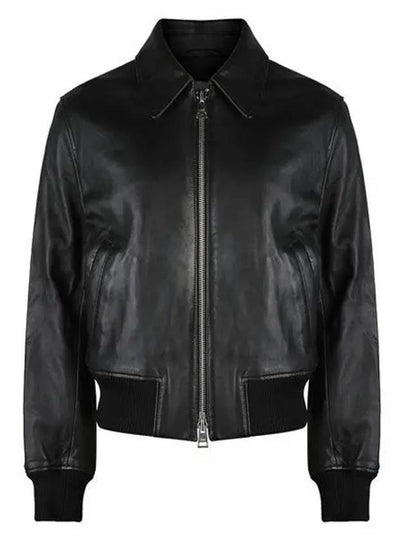 Zip-Up Leather Jacket Black - AMI - BALAAN 2