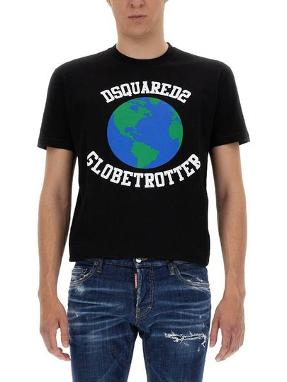 Men's Globetrotter Cool Short Sleeve T-Shirt Black - DSQUARED2 - BALAAN 2