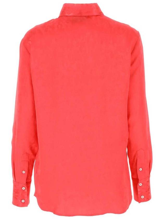 Women's Jacquard Satin Long Sleeve Shirt Ibiscus Pink - MSGM - BALAAN 3