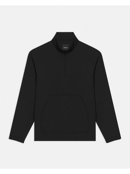 Rib Half-Zip Trainer Knit Top Black - THEORY - BALAAN 2