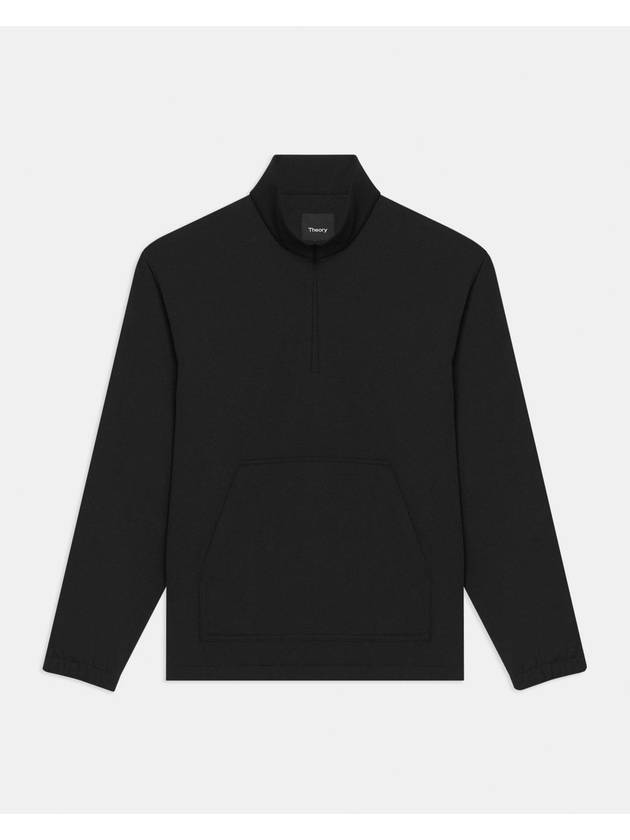 Rib Half-Zip Trainer Knit Top Black - THEORY - BALAAN 1