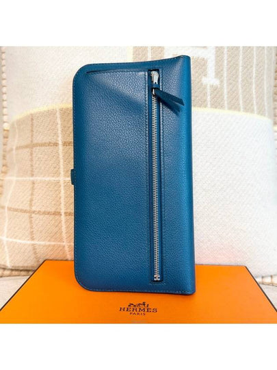 Dogon Recto long wallet indigo blue silver cabinet - HERMES - BALAAN 2