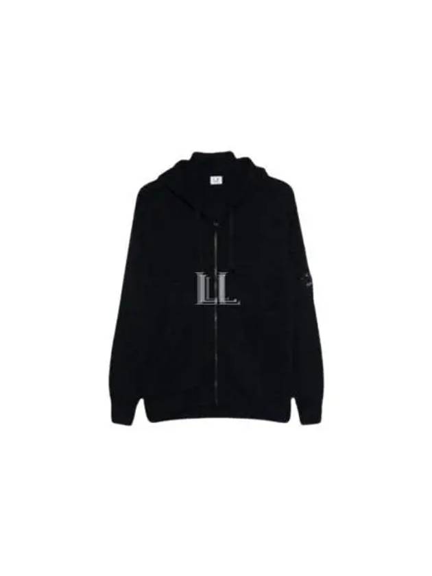 Re Wool Knit Hooded Zipped Cardigan Black - CP COMPANY - BALAAN 2