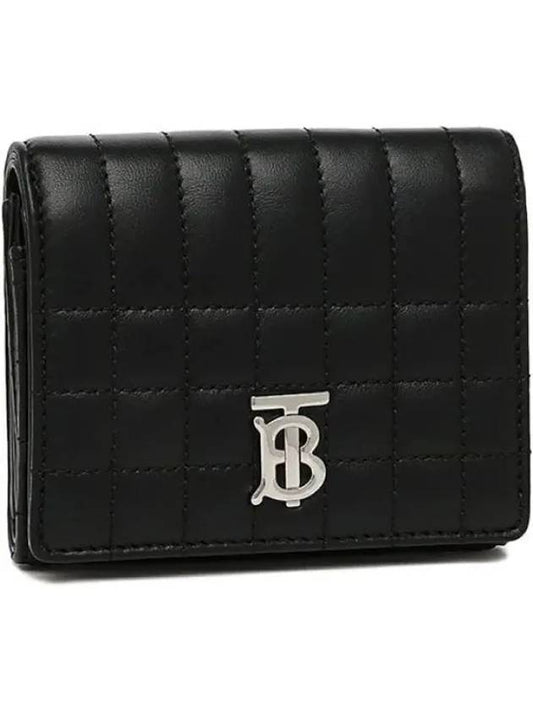 Lola Folding Small Quilted Leather Card Wallet Black Palladium - BURBERRY - BALAAN 2