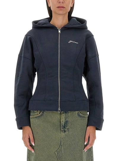 Fleece Zip-Up Hoodie Sky Captain - GANNI - BALAAN 2