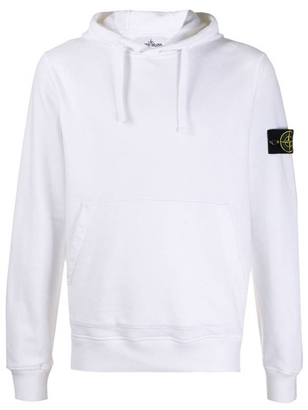 Wappen Patch Cotton Fleece Hoodie White - STONE ISLAND - BALAAN 3