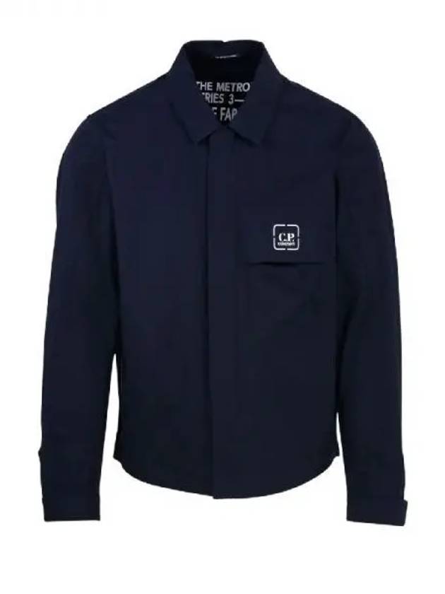 Metropolis Logo Patch Shirt Zip Up Jacket Navy - CP COMPANY - BALAAN 2