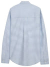 Small Heart Logo Gingham Button Long Sleeves Shirt Sky Blue - AMI - BALAAN 3