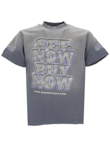 See Now Buy Now Short Sleeve T-Shirt Blue - BALENCIAGA - BALAAN 1