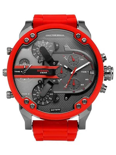 Mr Daddy 20 Gunmetal Grey 57mm Stainless Steel Silicone Watch Red - DIESEL - BALAAN 2