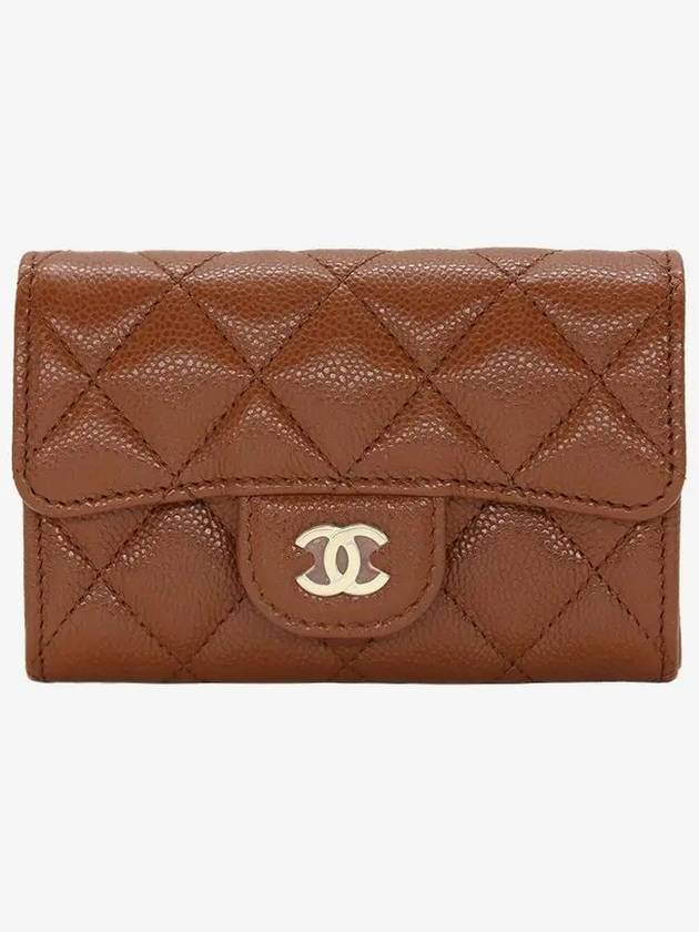 Classic Card Holder Grained Shiny Calfskin Gold Metal Light Brown - CHANEL - BALAAN 2