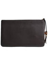 Deep brown bamboo leather clutch bag - GUCCI - BALAAN 3