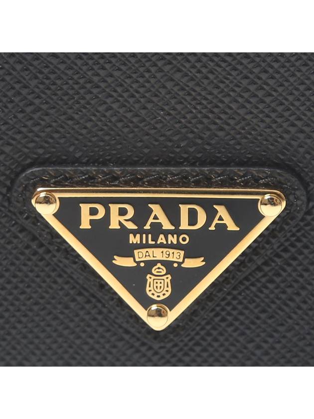 Saffiano Leather Triangle Logo Card Wallet Black - PRADA - BALAAN 5