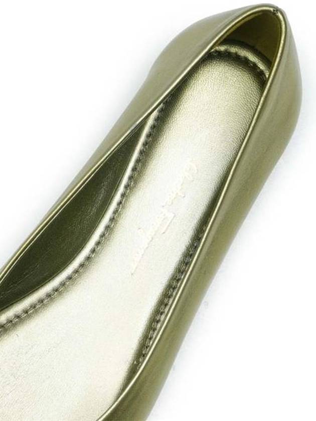 Vara Bow Metallic Leather Flats Green - SALVATORE FERRAGAMO - BALAAN 6