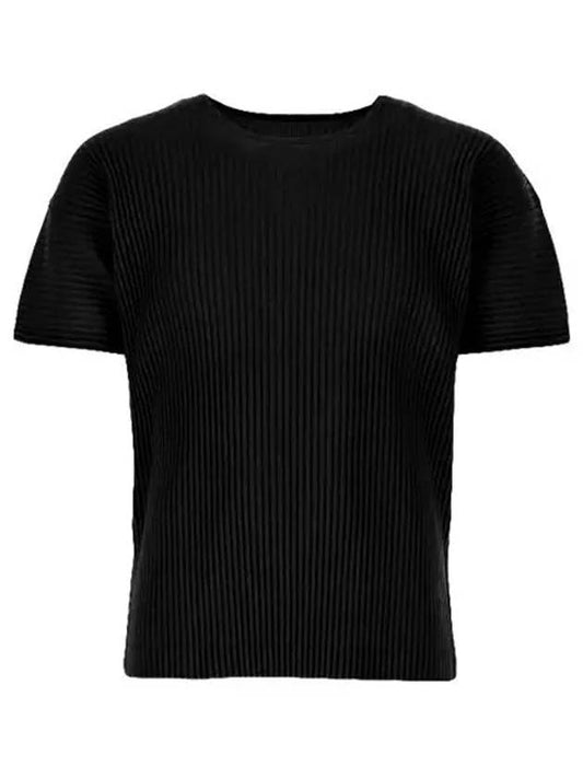 Pleated Short Slevee T-Shirt Black - ISSEY MIYAKE - BALAAN 2