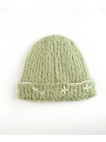 Flower Hand Stitched Beanie LIGHT GREEN Women s - RUBATI - BALAAN 2