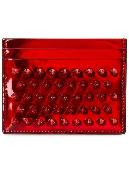Chios Spike Card Wallet Red - CHRISTIAN LOUBOUTIN - BALAAN.