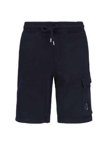 Cotton Diagonal Fleece Cargo Shorts Navy - CP COMPANY - BALAAN 1