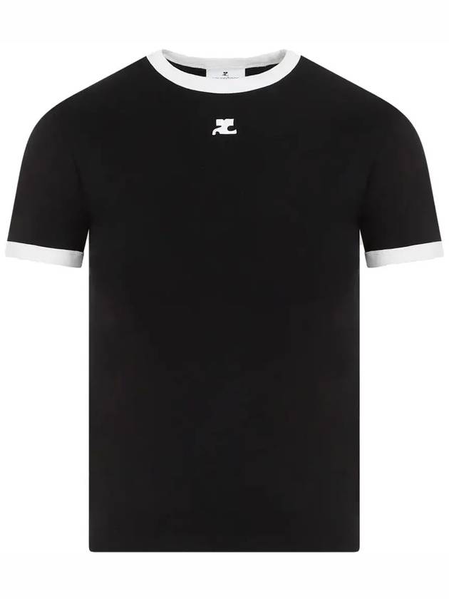 Contrast Signature Short Sleeve T-Shirt Black - COURREGES - BALAAN 2