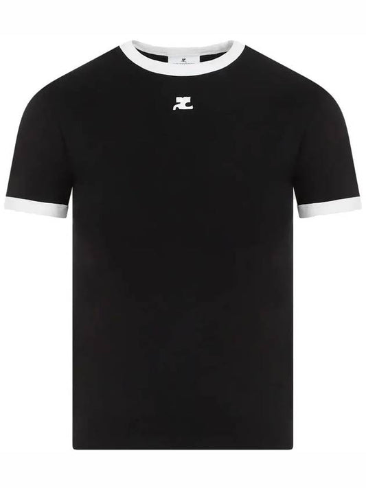 Contrast Signature Short Sleeve T-Shirt Black - COURREGES - BALAAN 2