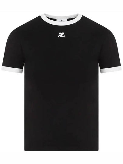 Contrast Signature Short Sleeve T-Shirt Black - COURREGES - BALAAN 2