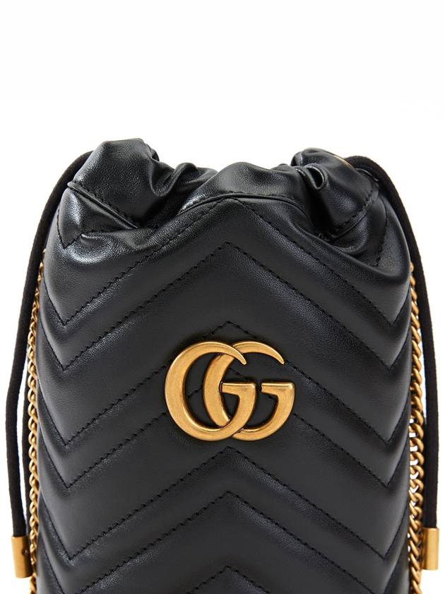 GG Marmont Gold Chain Mini Bucket Bag Black - GUCCI - BALAAN 9