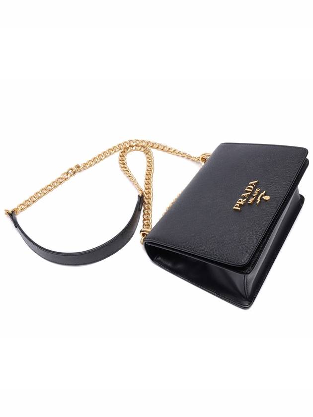 Saffiano Leather Chain Shoulder Bag Black - PRADA - BALAAN 6