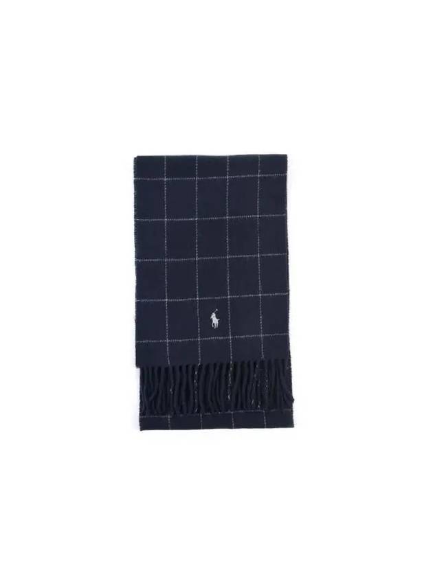 PC0743 433 Pony Windowpane Plaid Check Reversible Fringe Muffler - POLO RALPH LAUREN - BALAAN 1