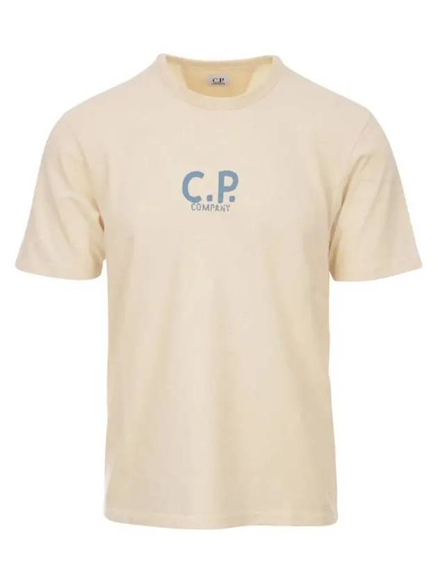 Natural Jersey Short Sleeve T-Shirt Beige - CP COMPANY - BALAAN 3