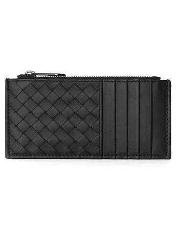 Intrecciato Zipper Card Wallet Black - BOTTEGA VENETA - BALAAN 1