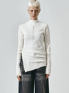 Multi-Ribbed Mock Neck Long Sleeve T-Shirt Ivory - NOIRER FOR WOMEN - BALAAN 2