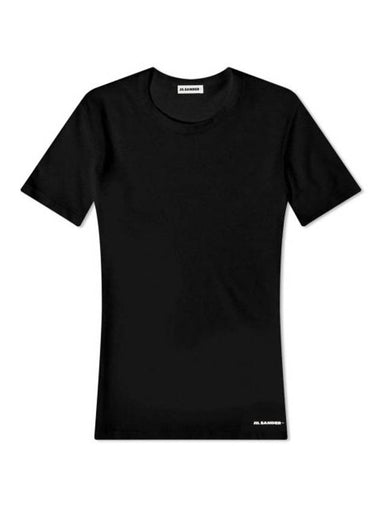 Logo Crew Neck Cotton Short Sleeve T-shirt Black - JIL SANDER - BALAAN 1