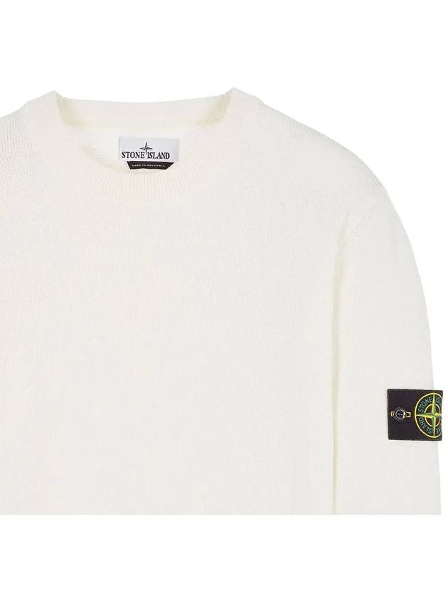 Compass Motif Crew Neck Regular Fit Cotton Knit Top White - STONE ISLAND - BALAAN 4