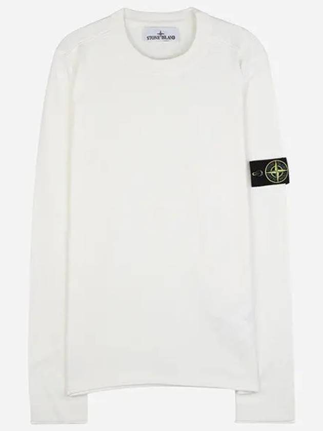 Raw Hand Cotton Crewneck Knit Top White - STONE ISLAND - BALAAN 2