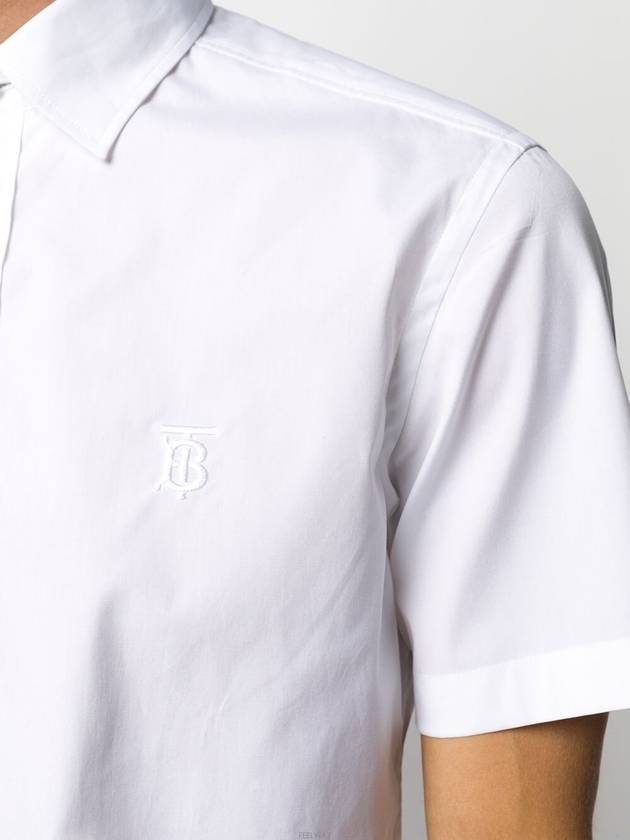 Chest Monogram Embroidered Cotton Short Sleeve Shirt White - BURBERRY - BALAAN 6