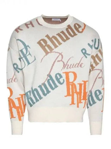 Logo jacquard crew neck knit 270409 - RHUDE - BALAAN 1