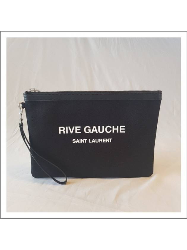 Rive Gauche Zipper Strap Clutch Bag Black - SAINT LAURENT - BALAAN 2