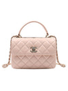 Trendy CC Lambskin Quilted Small Top Handle Tote Bag Light Pink - CHANEL - BALAAN.