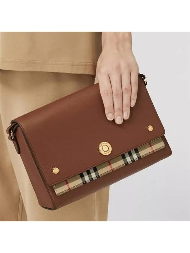 Leather and Vintage Check Note Crossbody Bag Tan - BURBERRY - BALAAN 6