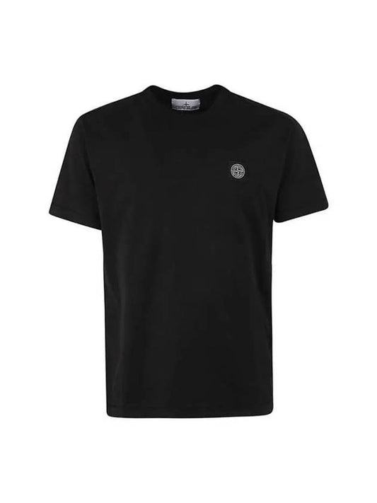 Logo Patch Short Sleeves T-Shirt Black - STONE ISLAND - BALAAN 2