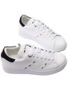 Stitched Leather Low Top Sneakers White Black - KITON - BALAAN 6