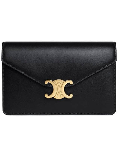 Triomphe Chain Shiny Calfskin Half Wallet Black - CELINE - BALAAN 2