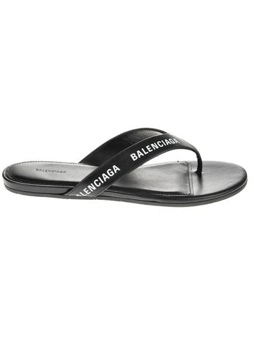 Women's All Over Logo Round Flip Flops Black - BALENCIAGA - BALAAN 1