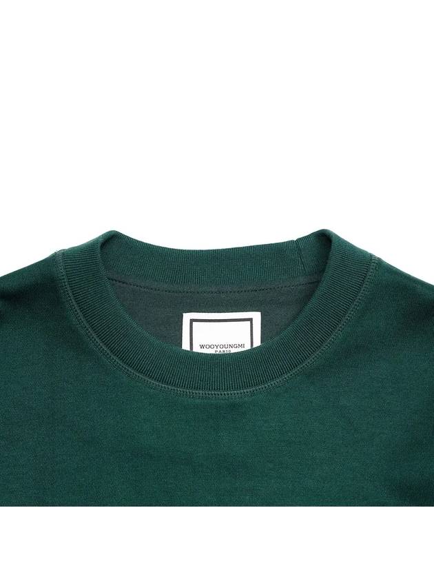 Men's Back Square Label Round Cotton Sweatshirt Sweatshirt Green W233TS21718F - WOOYOUNGMI - BALAAN 3