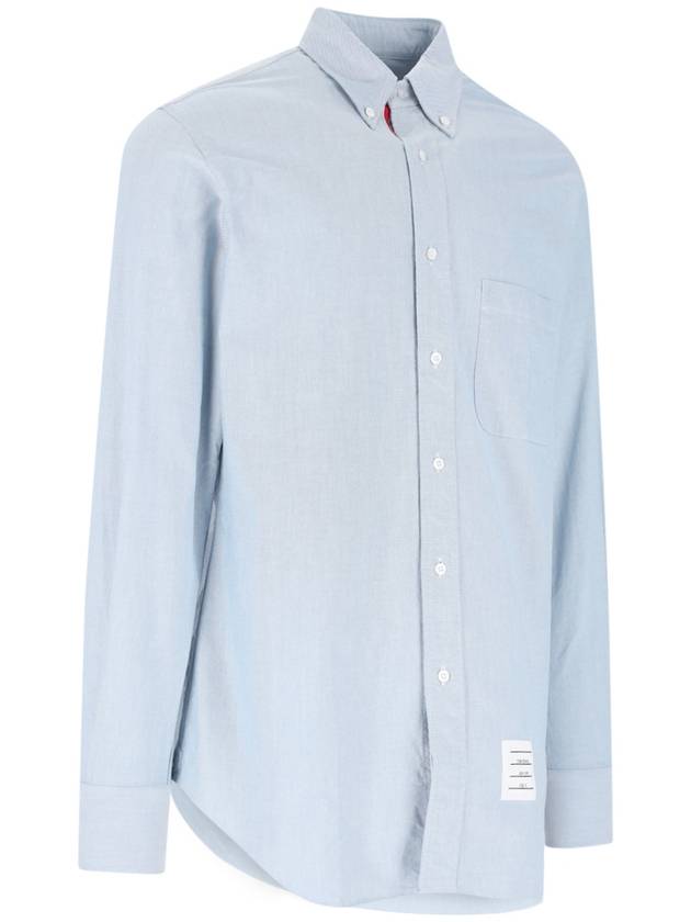 Men's Logo Patch Classic Cotton Long-Sleeved Shirt White Light Blue - THOM BROWNE - BALAAN 3