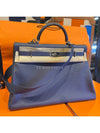 Kelly tote bag crossbody AMAZON navy silver plate size 50 - HERMES - BALAAN 3