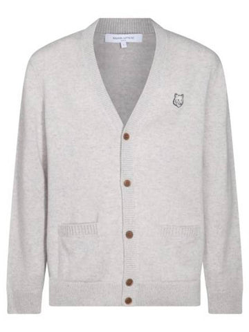 Bold Fox Head Patch Regular Lambswool Cardigan Light Grey - MAISON KITSUNE - BALAAN 1